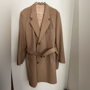 LE TIGRE Made in the USA Wool Trench Coat Satin Lined Belted Pockets Men's Sz 46